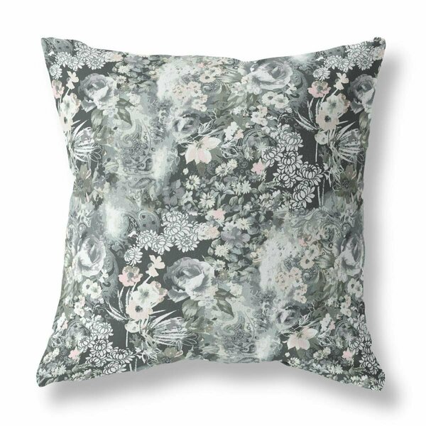 Palacedesigns 18 in. Gray & White Springtime Indoor & Outdoor Throw Pillow PA3101365